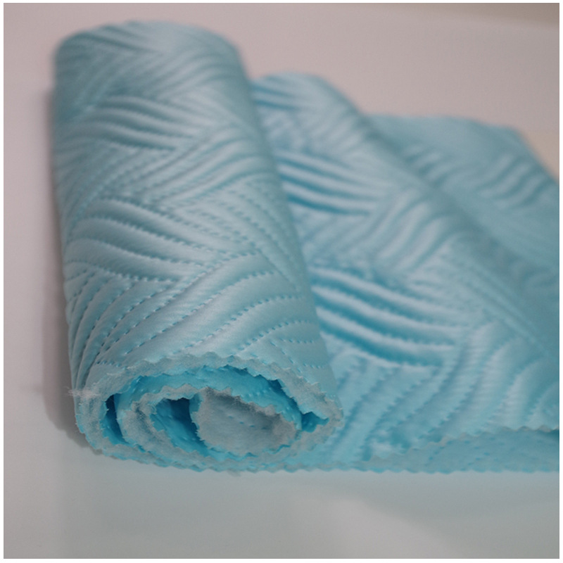 厂家直供 水波纹花型300涤塔夫超声波压棉高周波压花抗皱家纺