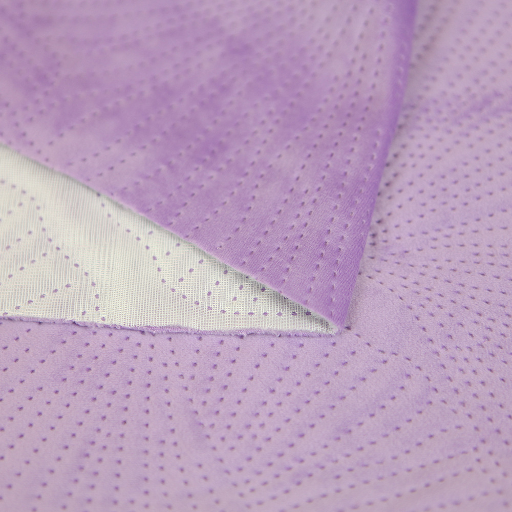 紫色丽丝绒涤纶布 银杏叶超声波压花面料 秋冬靠垫抱枕面料 厂家