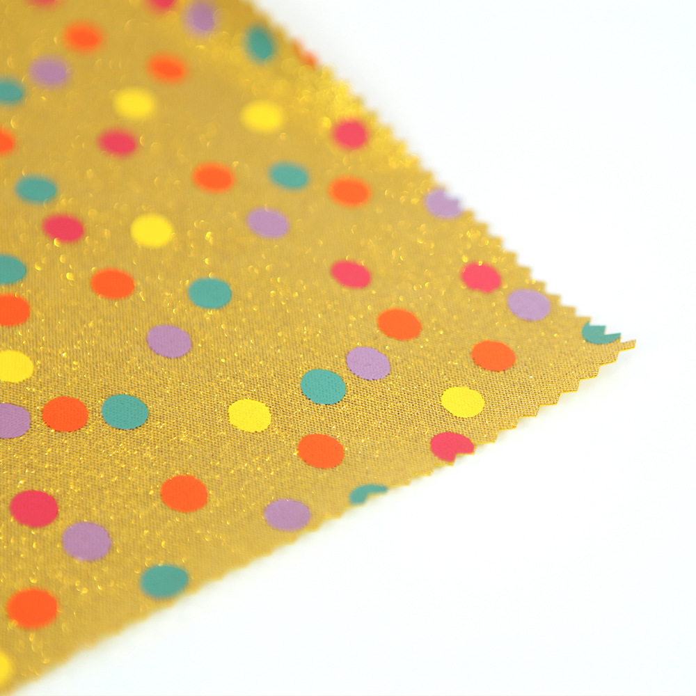 圆点印花网布 洒金烫金复合面料 秋冬时装箱包面料 厂家直供