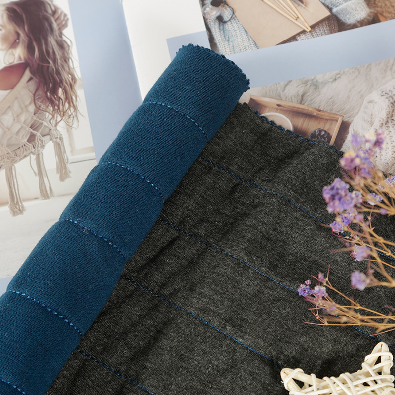 条形绗绣绗棉面料 秋冬潮流裥棉棉服服装面料暖绒时尚保暖