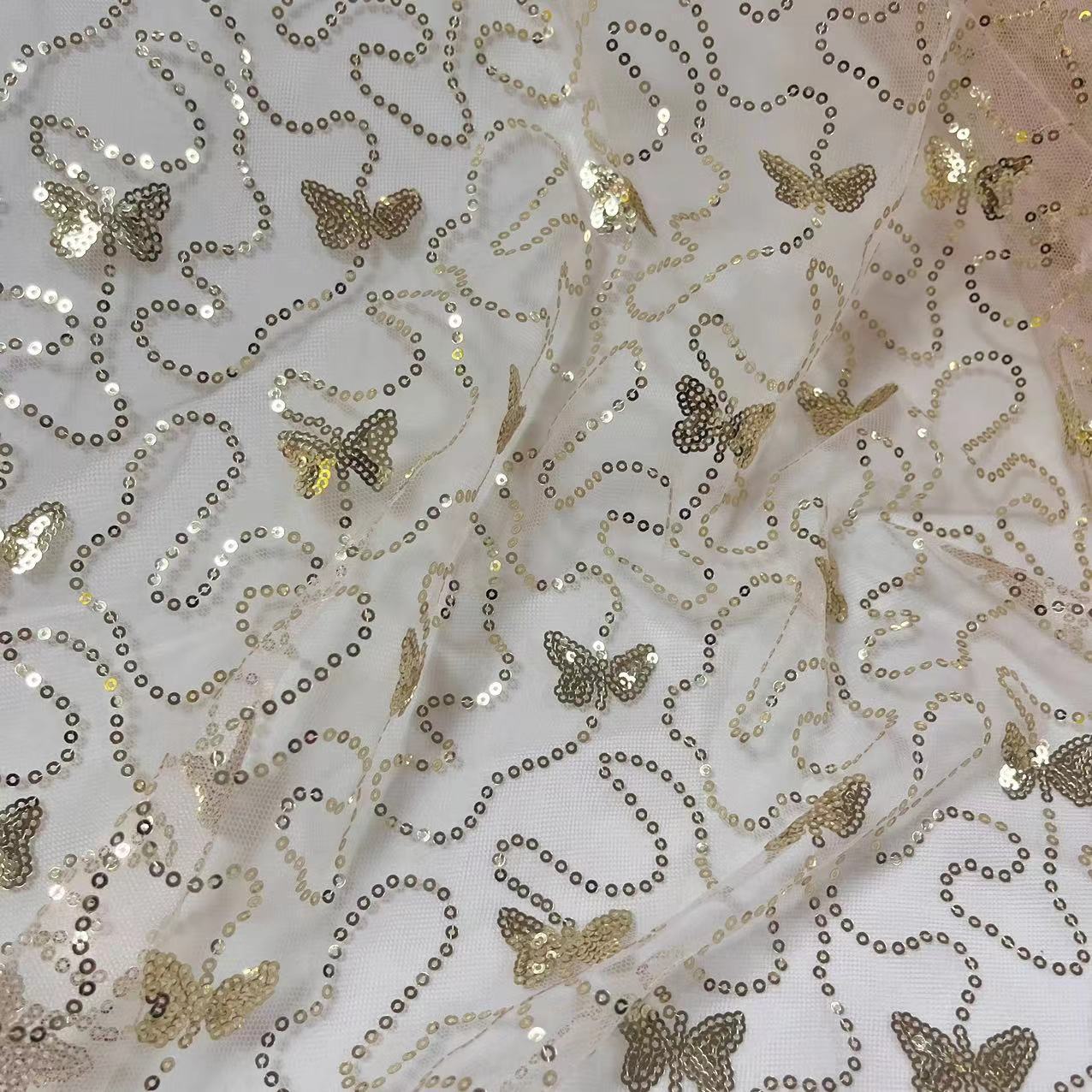 蝴蝶纱网布网红ins背景布亮片网眼蕾丝软纱网布礼服连衣裙童装面