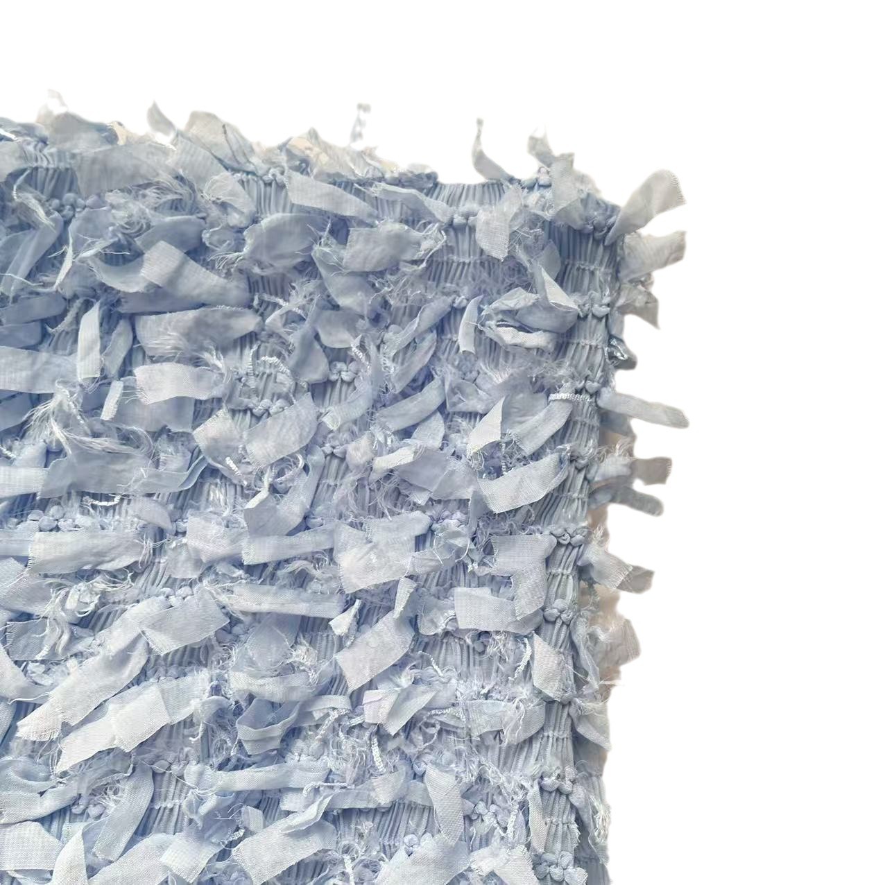 钩绣蕾丝碎片流苏绣花礼服裙子面料夏季连衣裙弹力打揽设计