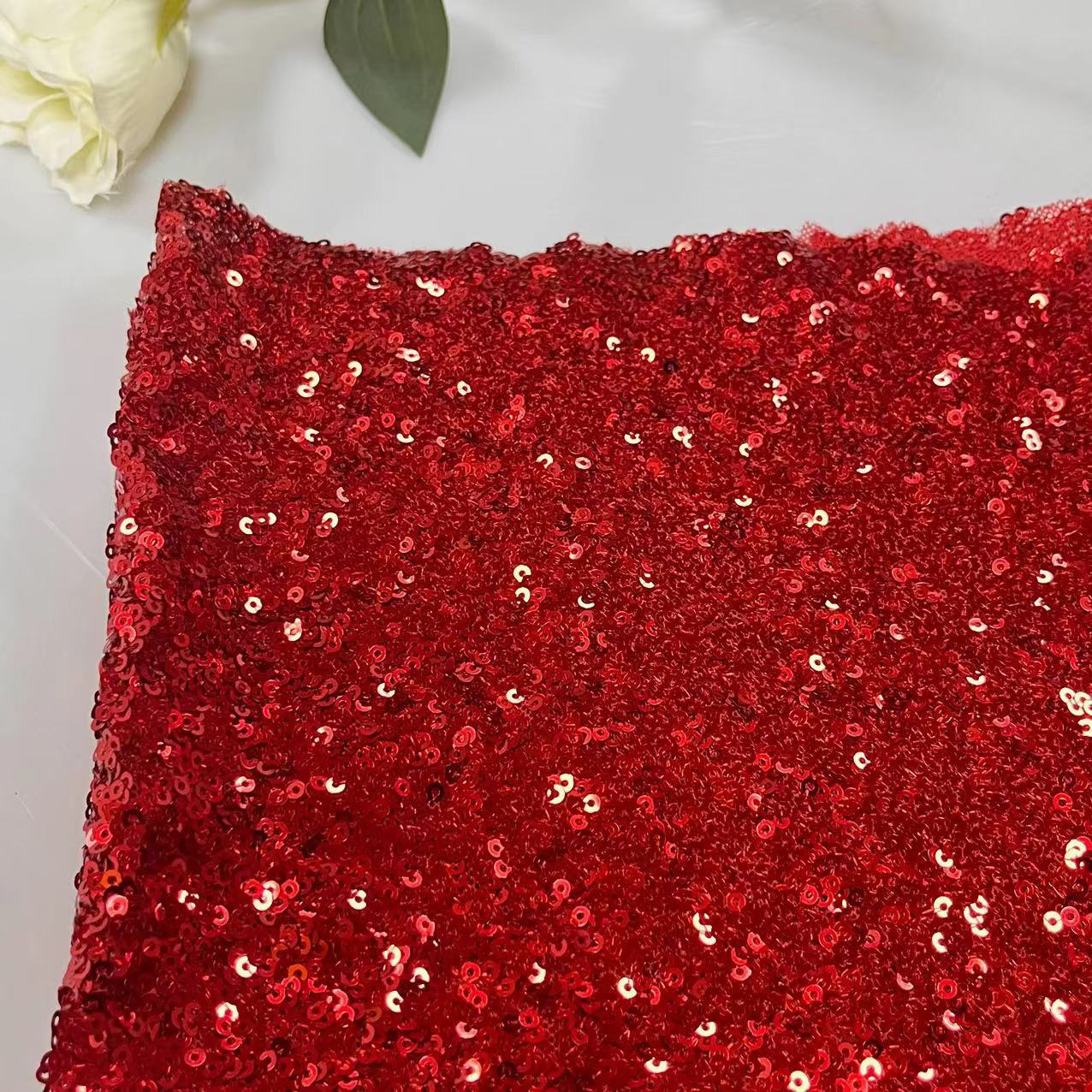 3MM亮片布料面料密网纱礼服婚纱面料婚庆装饰舞台服背景布面料