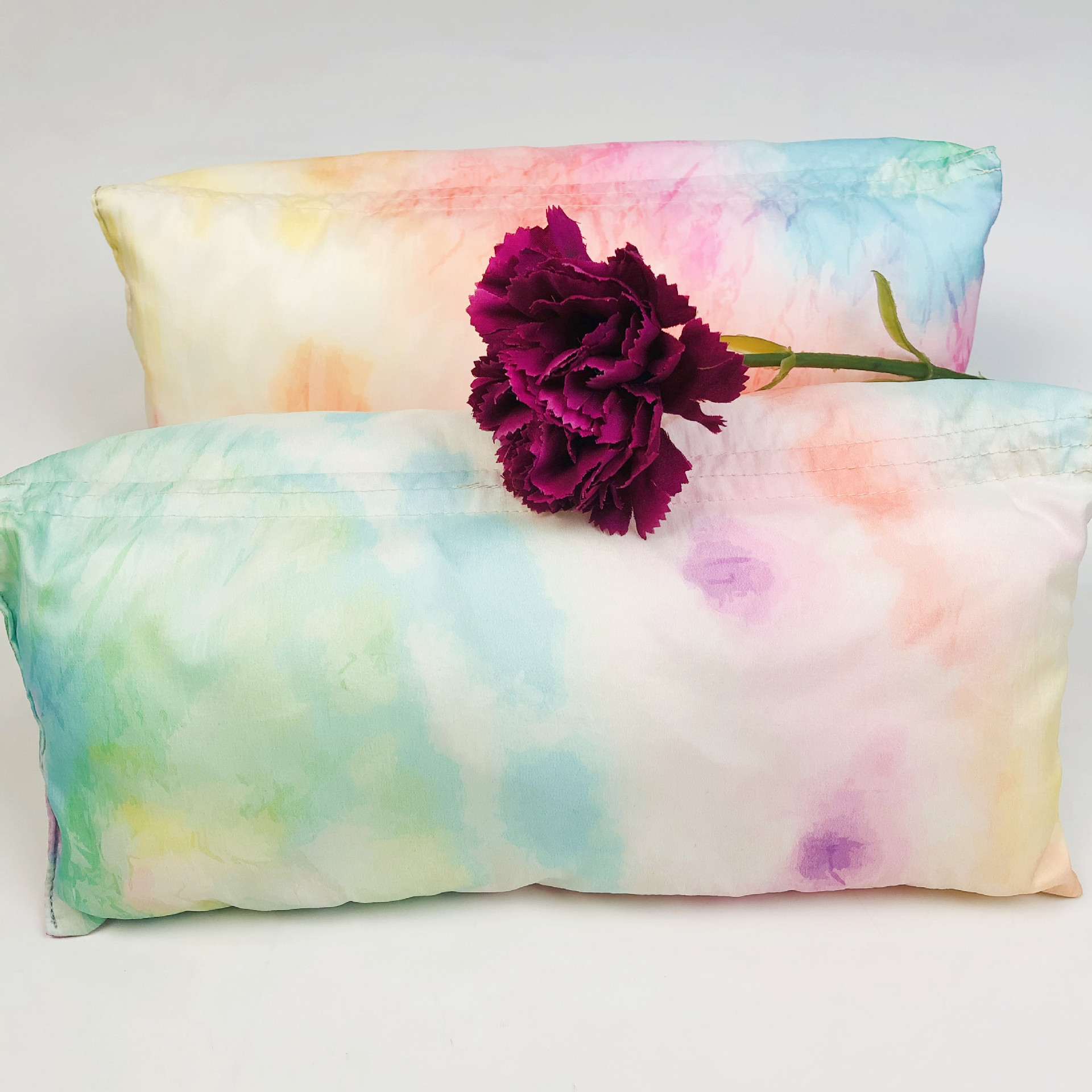 仿扎染风格数码印花 七彩旋涡层次感渐变色 羽绒服棉服面料