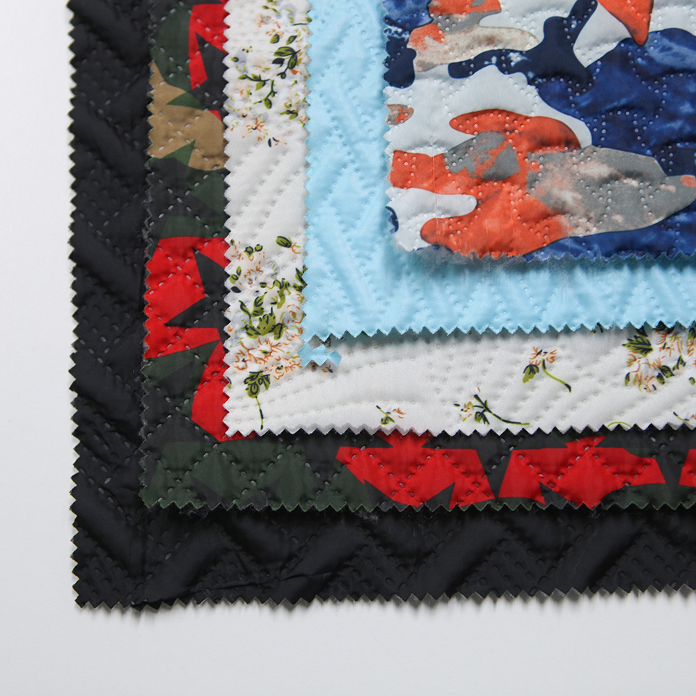 X形超声波高周波压花 全涤纶高频压棉面料 羽绒服棉服面料