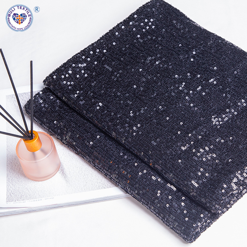 3毫米直条舞台礼服绣花布亮片面料童装布料流苏珠片布批发