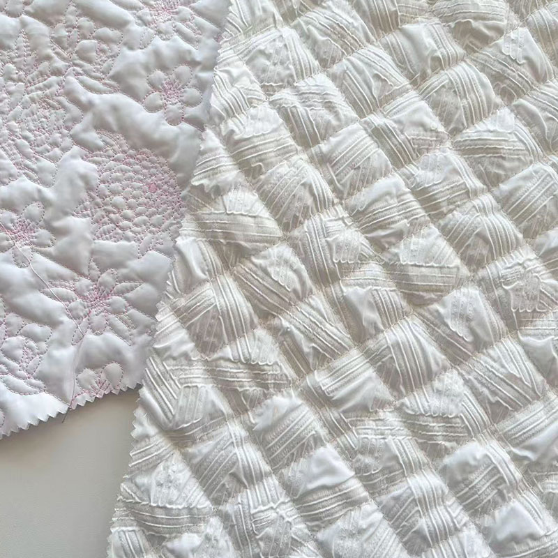 定制绗缝绣花布绗缝棉布料衍缝绗缝夹棉包面料云朵包服装童装家纺