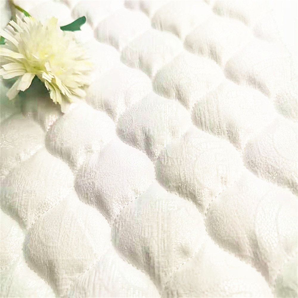 绒面烫金s曲线葫芦花绗绣绗棉面料 童装飘窗垫绗缝夹棉布料