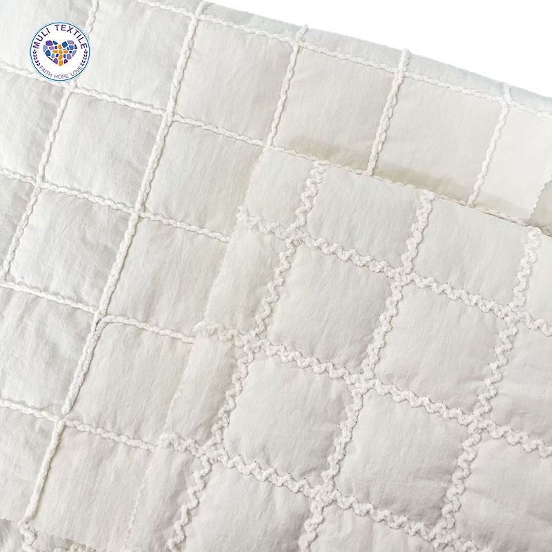 定制正方形格子绗缝面料绳绣粗线绗棉布外套马甲包包宠物用品布料