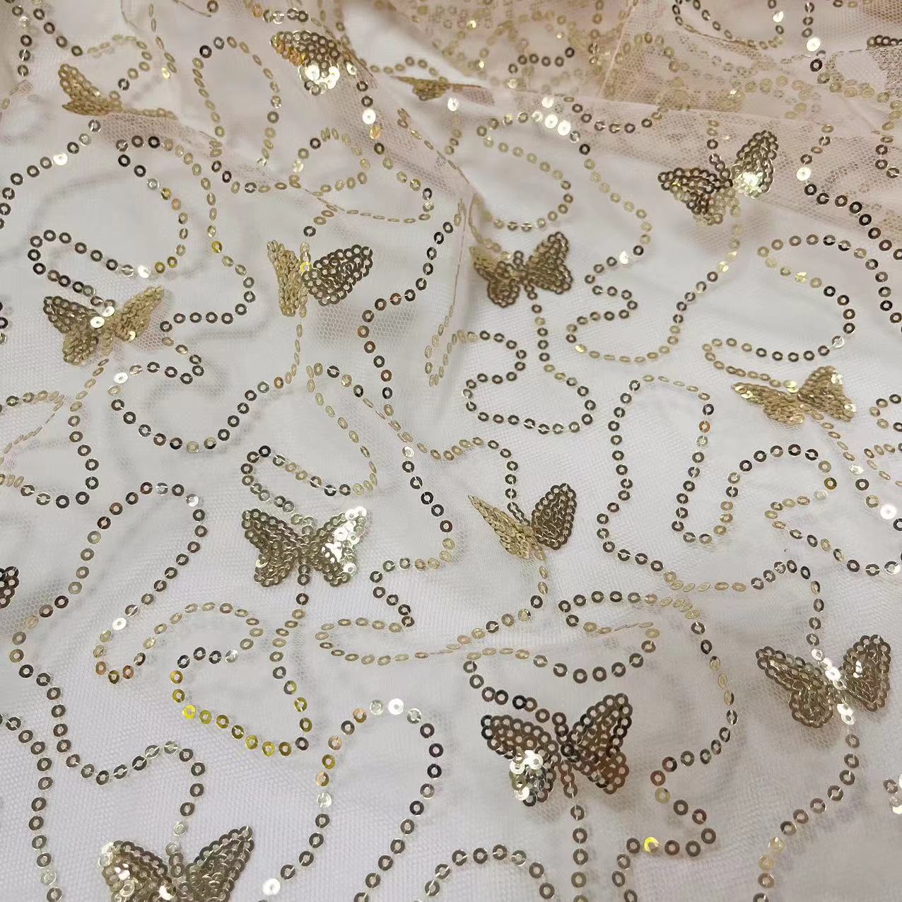 蝴蝶纱网布网红ins背景布亮片网眼蕾丝软纱网布礼服连衣裙童装面