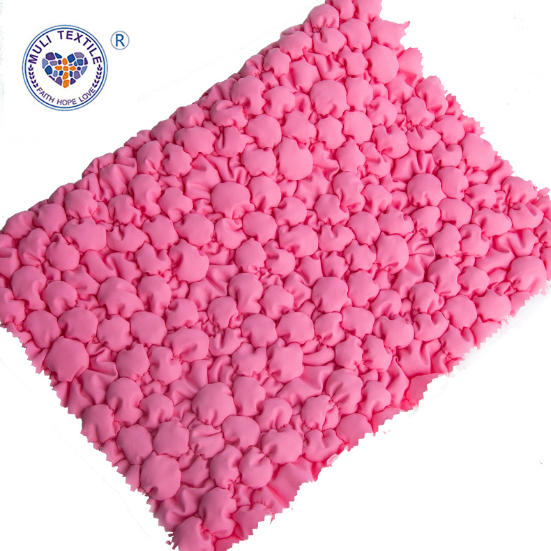 定制绗绣花型弹力绣泡泡云朵包绗缝面料秋冬棉鞋箱包棉服