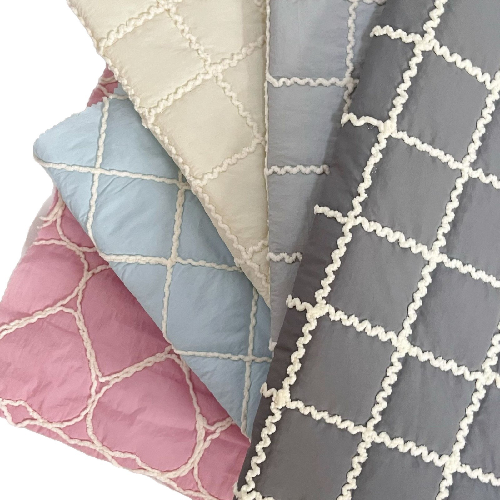 绳绣绗棉箱包服装衍缝绗缝棉布立体绣花布夹棉包云朵包化妆包