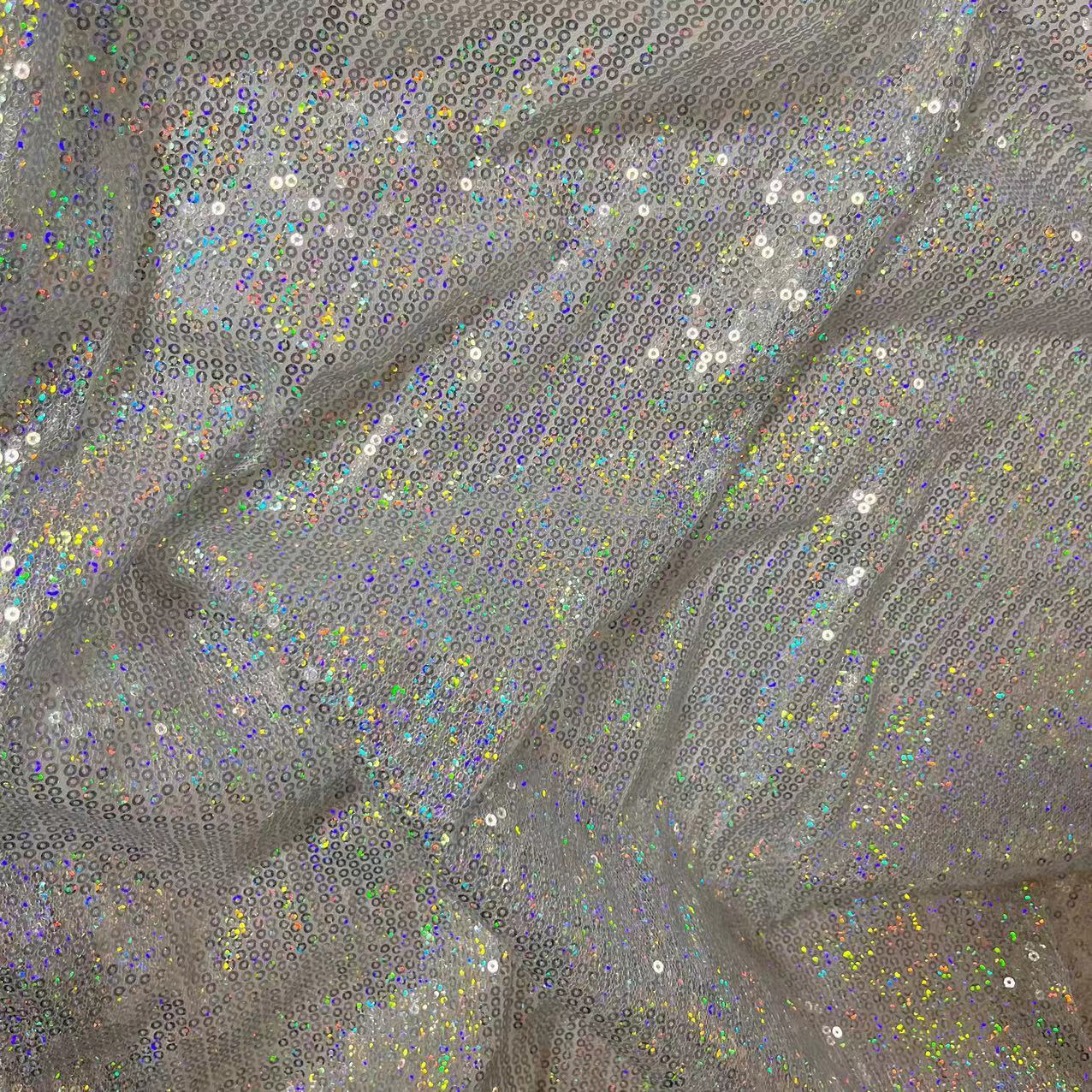 3MM亮片布料面料密网纱礼服婚纱面料婚庆装饰舞台服背景布面料