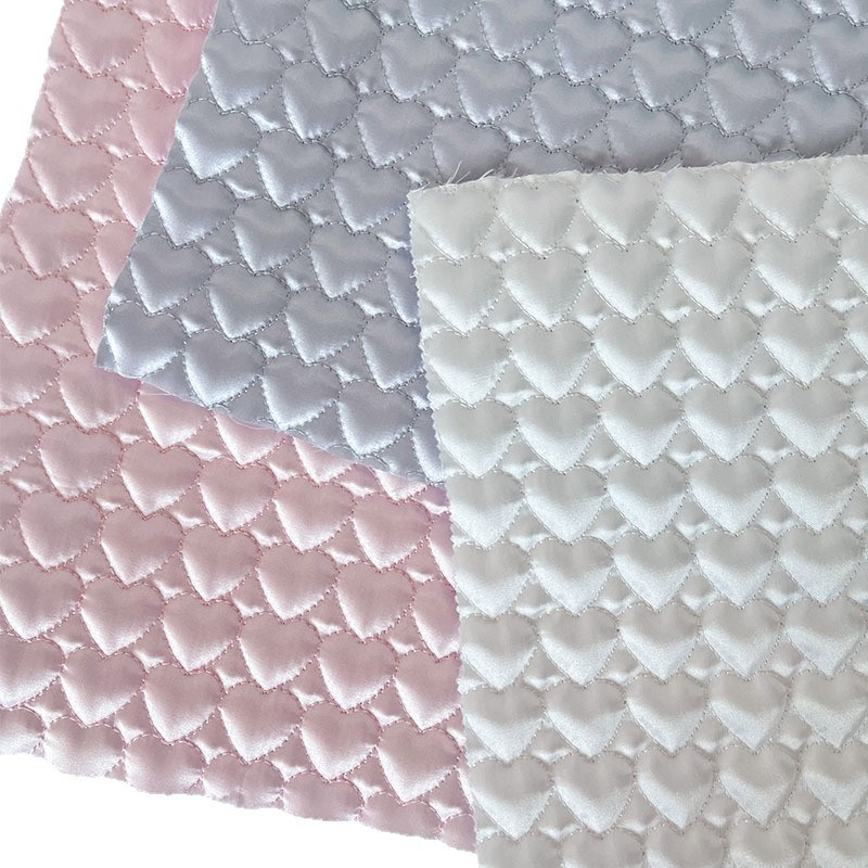 绗缝棉布料绣花面料衍缝绗绣爱心绗棉化妆包文具盒痛包服装面料