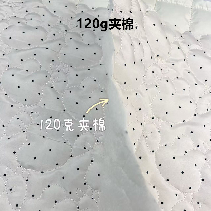 波点春亚纺绗棉面料绗缝棉布料夹棉包包面料云朵包化妆包绣花布