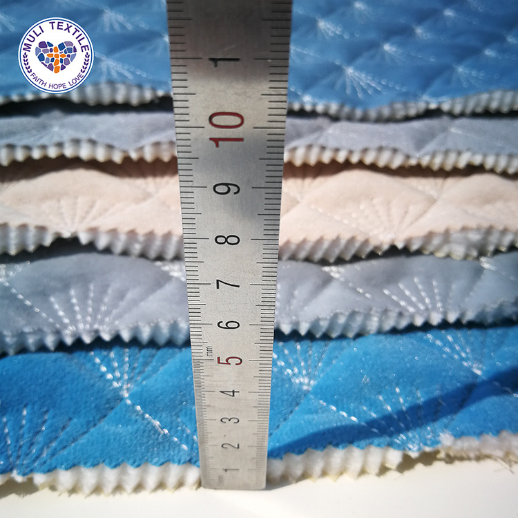 自有工厂 格子扇形荷兰绒夹棉绗缝面料 汽车坐垫沙发垫绗绣布料