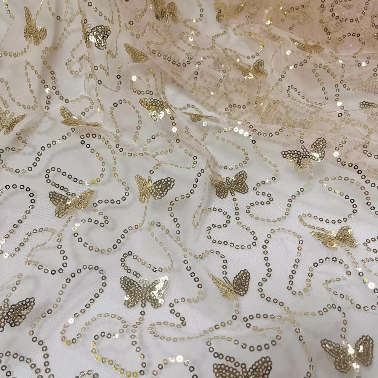 蝴蝶纱网布网红ins背景布亮片网眼蕾丝软纱网布礼服连衣裙童装面