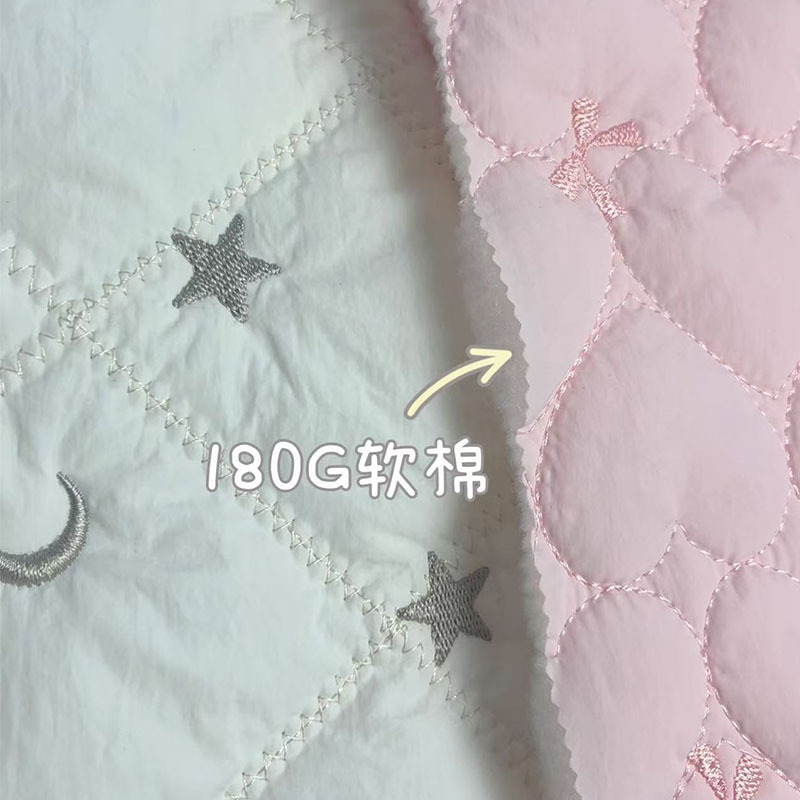 定制绗绣加平绣绗缝夹棉布料衍缝包包面料刺绣布服装面料托特包布