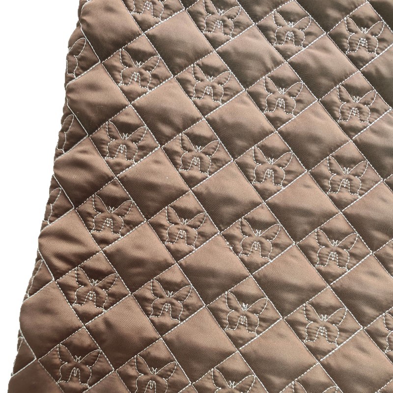 定制菱形格蝴蝶绗绣工厂绗缝棉布料衍缝棉面料绣花布包包服装面料