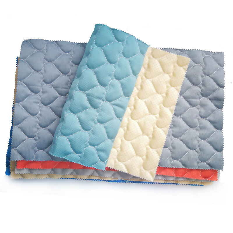 自有工厂 荷兰绒爱心花型 夹棉绗缝 沙发垫烤火罩 绗绣布料批发