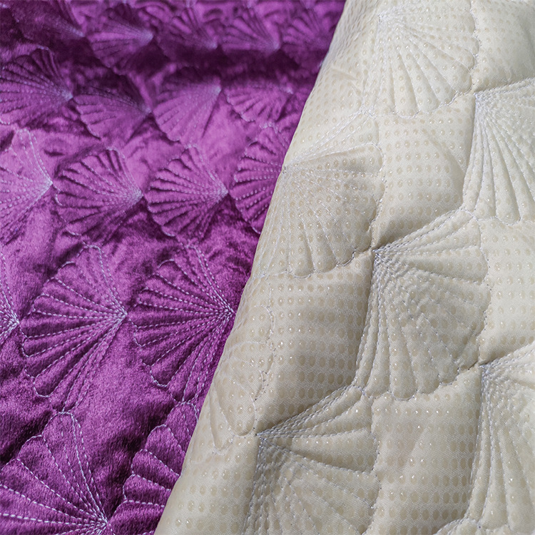 自有工厂可批发 格子扇形绗缝绣花汽车坐垫沙发夹垫荷兰绒布料