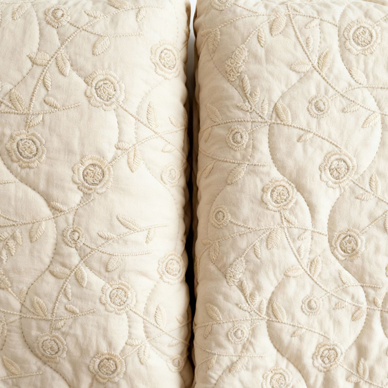 定制横条葫芦加上平绣夹棉面料绣花布刺绣抱枕棉服精致绣花绗缝