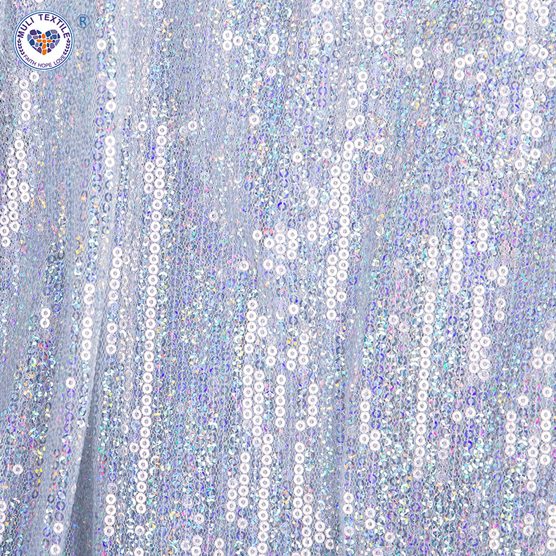 3毫米直条舞台礼服绣花布亮片面料童装布料流苏珠片布批发