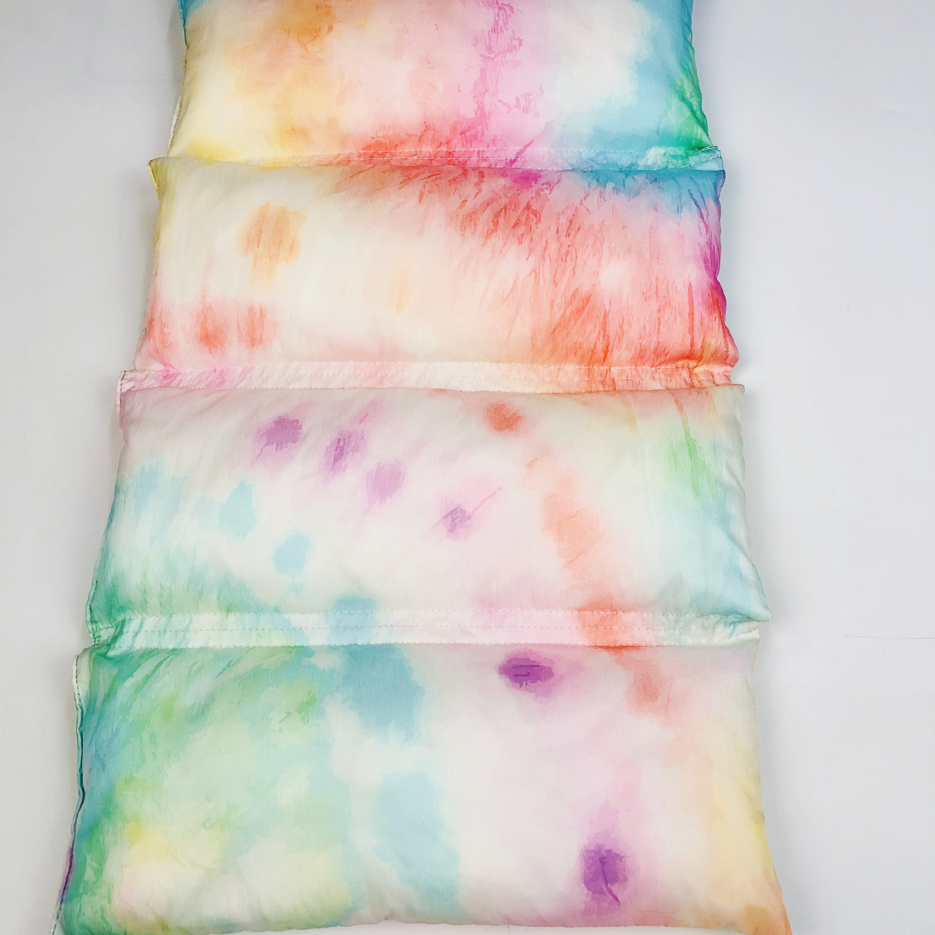 仿扎染风格数码印花 七彩旋涡层次感渐变色 羽绒服棉服面料