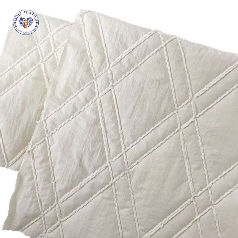 定制菱形格绳绣立体绣花面料绗棉服装外套马甲童装面料夹棉绗缝包