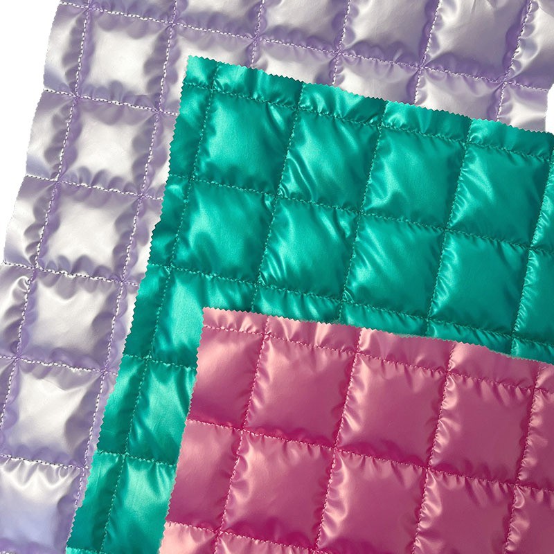 正方形格子绗缝面料面布离型纸绗缝夹棉包布衍缝棉布料刺绣