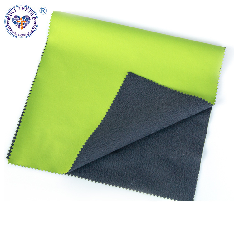 防水350T高弹2/2斜华达呢 PU色胶 复合摇粒绒 工装面料