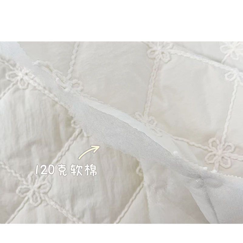 定制粗绳盘带绣加工绳绣立体绣花夹棉布涤纶刺绣布料裥棉衍缝绣品