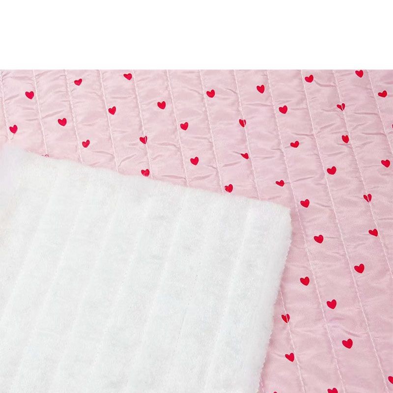 定制印花竖条绗缝夹棉包面料绣花布棉服包包面料绗缝棉爱心绗棉布