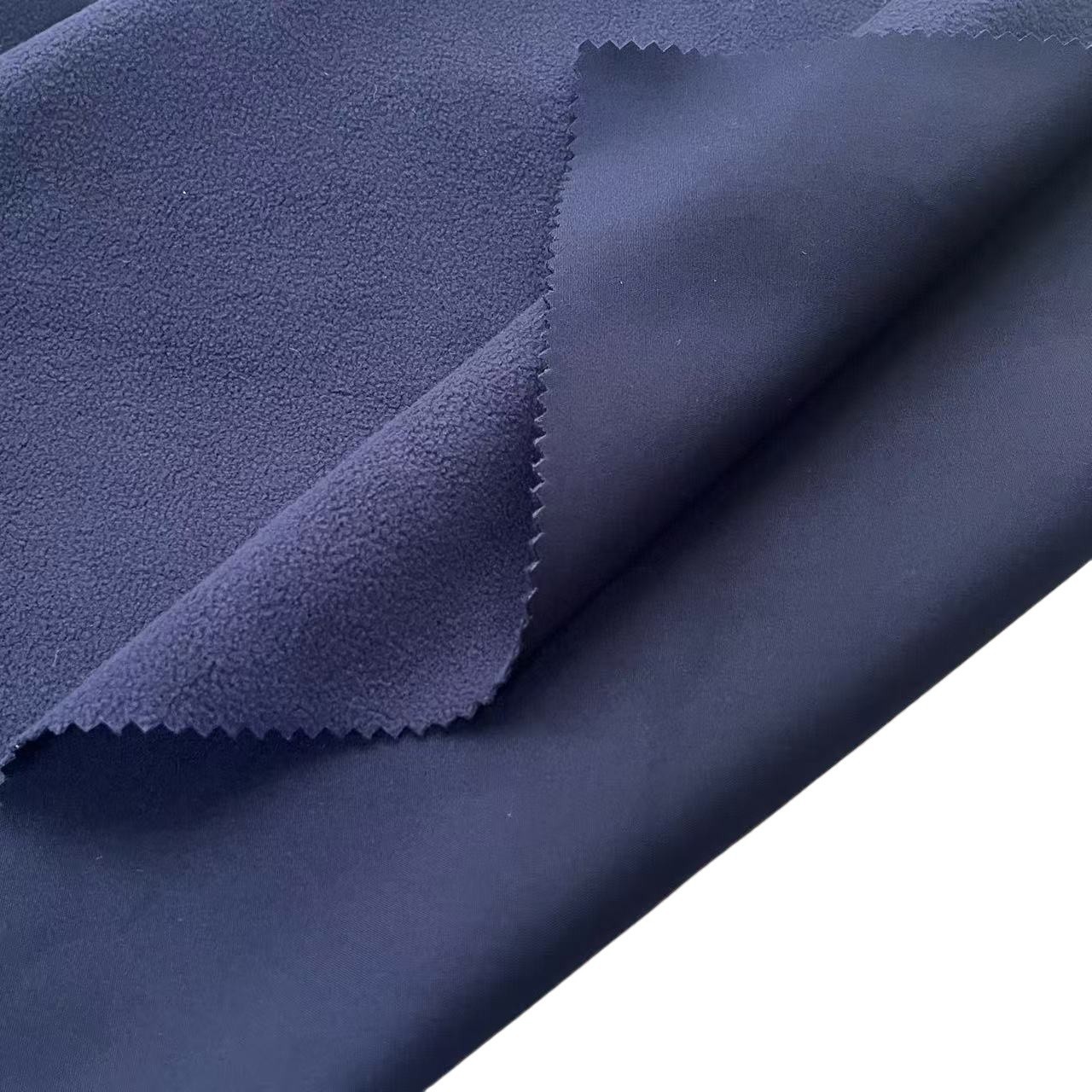 涤纶四面弹复合摇粒绒加厚校服外套秋冬软壳冲锋衣面料保暖防水