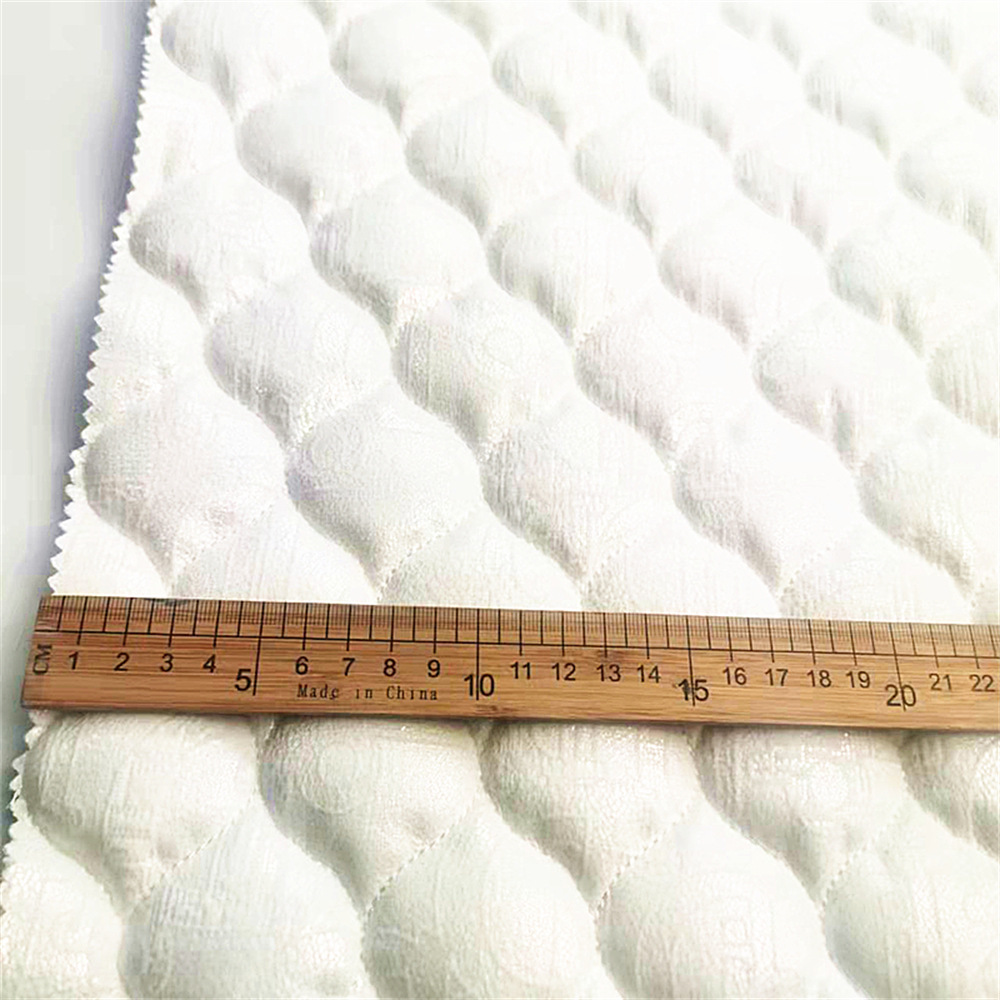 绒面烫金s曲线葫芦花绗绣绗棉面料 童装飘窗垫绗缝夹棉布料