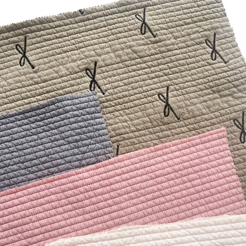 定制横条水洗棉纯棉绗缝夹棉包面料衍缝棉布料绗缝加工源头工厂