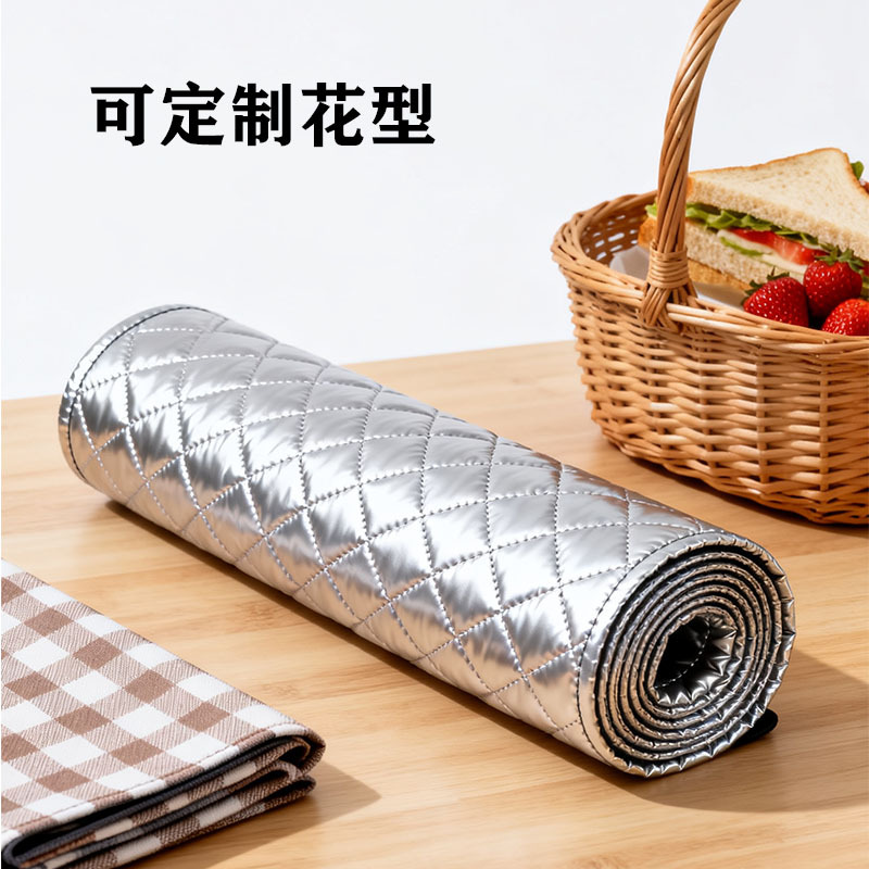 源头工厂 铝膜野餐垫超声波压花夹棉面料绗棉面料防潮垫户外布料