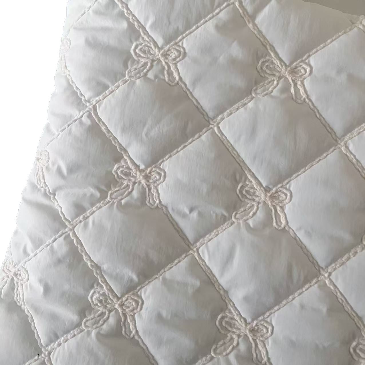 定制绗缝棉布料绳绣钩绣花布绗缝夹棉包面料棉服尼丝纺夹棉喷胶棉